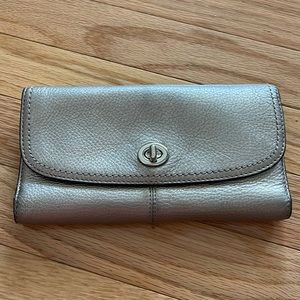 Metallic silver COACH wallet